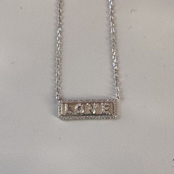 RACHEL ZOE STERLING SILVER NECKLACE LOVE BAR PENDANT 16” - Picture 8 of 8